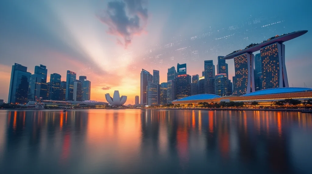 Singapore Marina Bay financial district skyline representing Asia's leading private banking center managing $2.3 trillion in assets